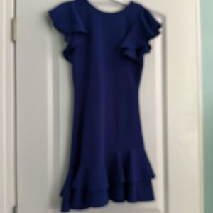 Blue mini ruffle summer dress. Super cute!
